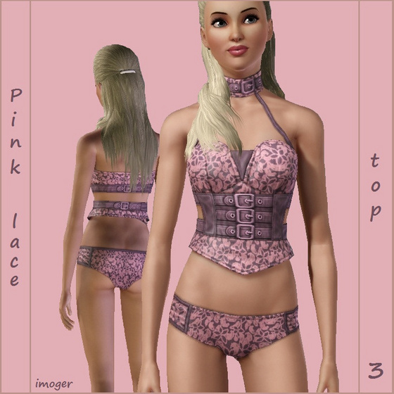 Pink lace - lingerie - set3 - by imoger