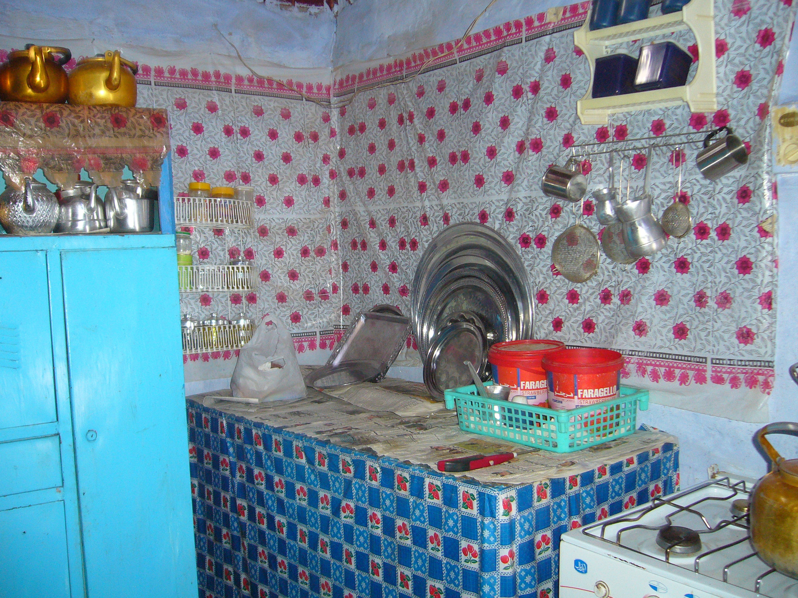 Egy núbiai ház konyharészlete