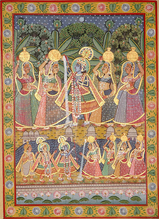 krishna teasing gopis a two layered painting hh37