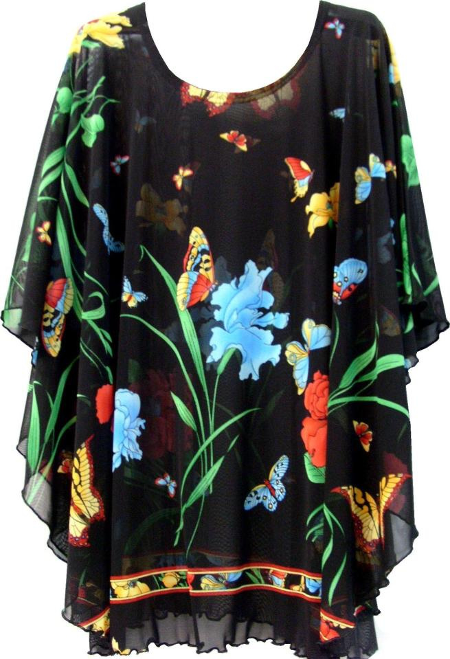 666181 Poncho Set Schmetterlin & Blumen