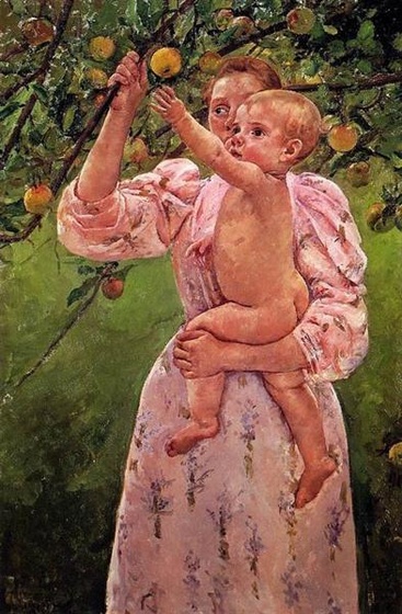 Baby Reaching For An Apple Aka Child Picking Fruit (Medium)