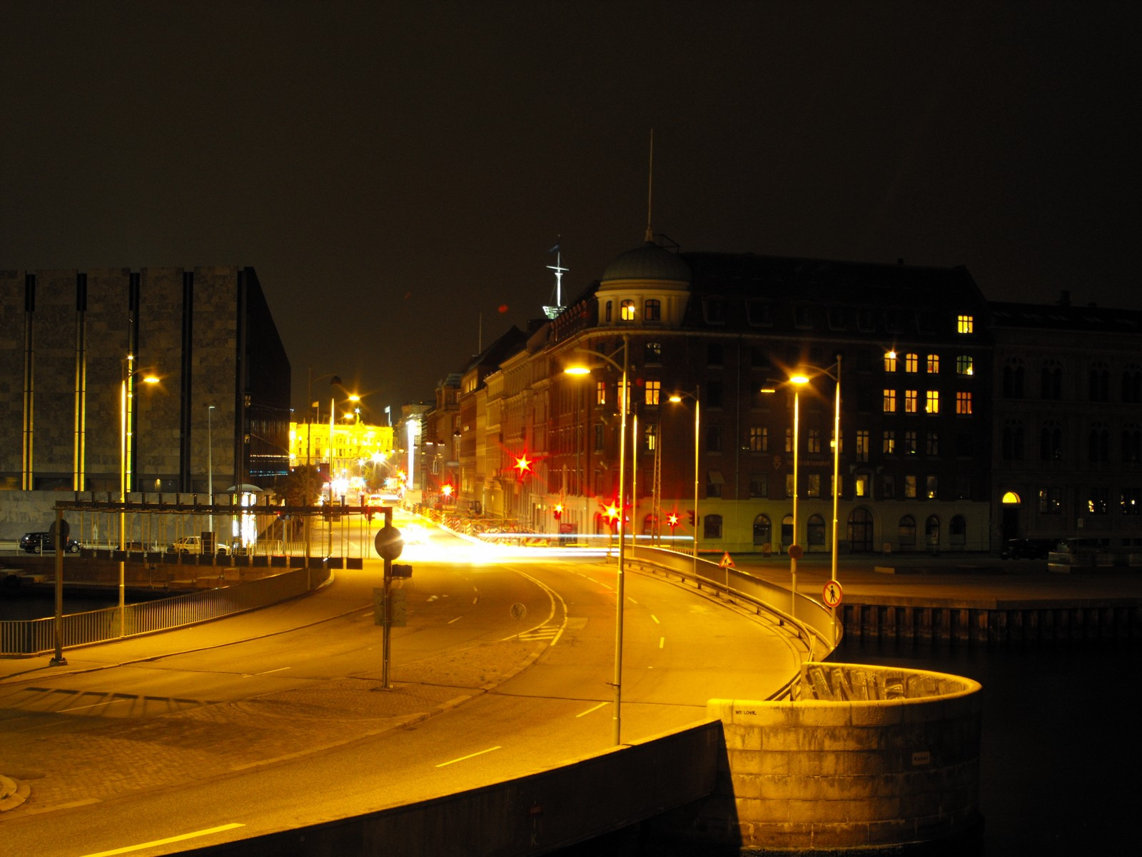 Koppenhága belváros este København i natten