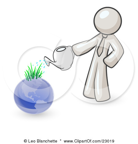 23019-Clipart-Illustration-Of-A-White-Man-Using-A-Watering-Can-T