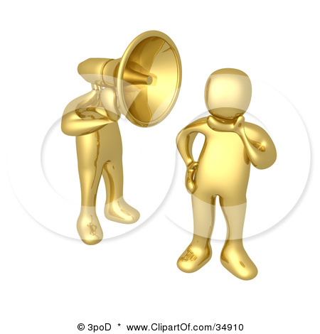 34910-Clipart-Illustration-Of-A-Golden-Man-With-A-Headphone-Head