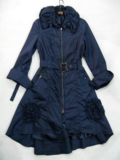 90725C-3 GUCCI BLUE POLYESTER DUSTCOAT SIZE 2 4 6 PRICE USD 49[1