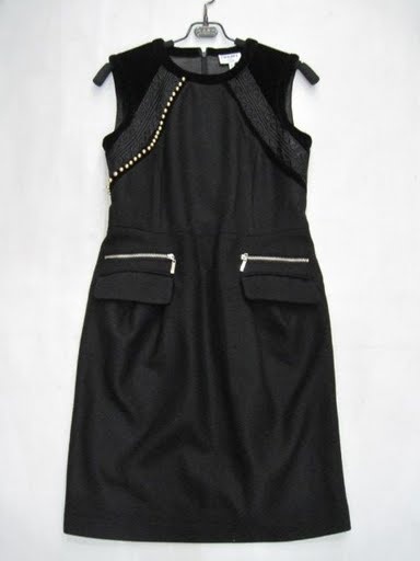 90801B-05 CHANEL BLACK WOOL COTTON DRESS SIZE 2 4 6 PRICE USD 43