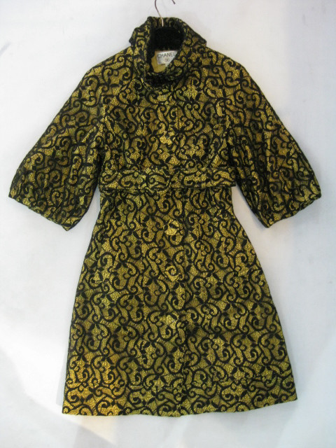 90924A-20A  CHANEL YELLOW LACE&POLYESTER DRESS SIZE 2 4 6 PRICE 