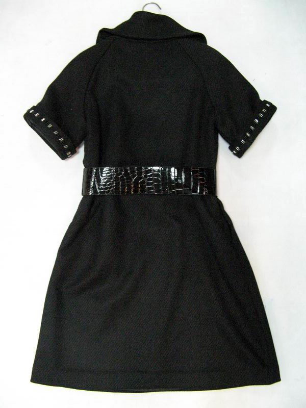 90924C-17  CHANEL BLACK WOOL&COTTON DRESS SIZE 36 38 40 42 (BACK