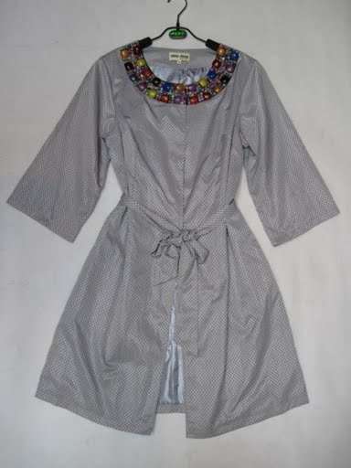 90805A-17 MIUMIU GREY POLYESTER DUSTCOAT SIZE 2 4 6 PRICE USD 46