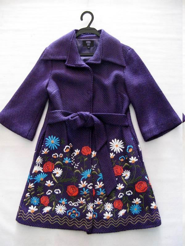 91009B-7B  ANNA SUI PURPLE WOOL COAT SIZE 2 4 6 PRICE USD57