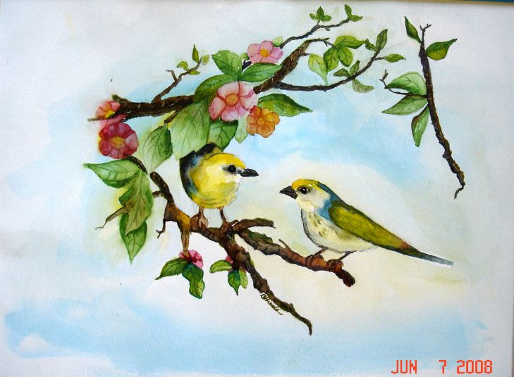 Spring Birds Watercolor