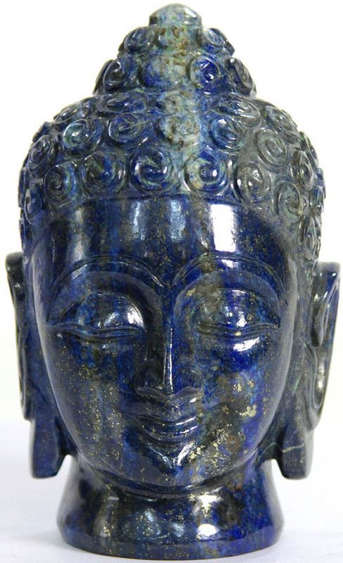 buddha head carved in lapis lazuli rq30